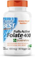 Folato totalmente activo con cápsulas vegetales cuatrefolic sin OMG veganas sin gluten, 400 mcg, 90 unidades